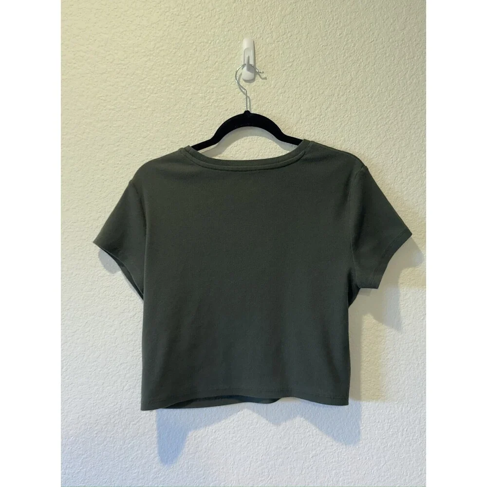 Gap Modern Cropped Rib Tee - Olive Green - XL